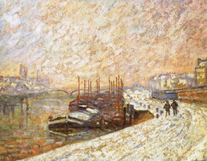 Armand guillaumin Barges in the Snow china oil painting image
